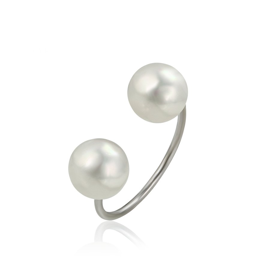 Unazë e hapur me dy gurë U2GAB, argjendtë/bardhë