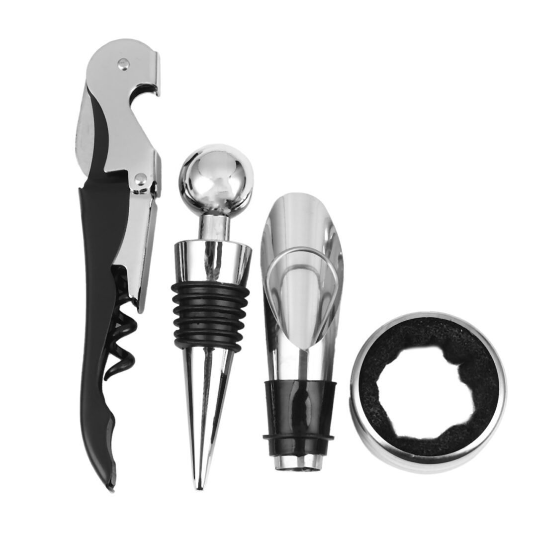 Set - hapëse e shisheve të verës , HSHVZ, e zezë, 4 pjesë