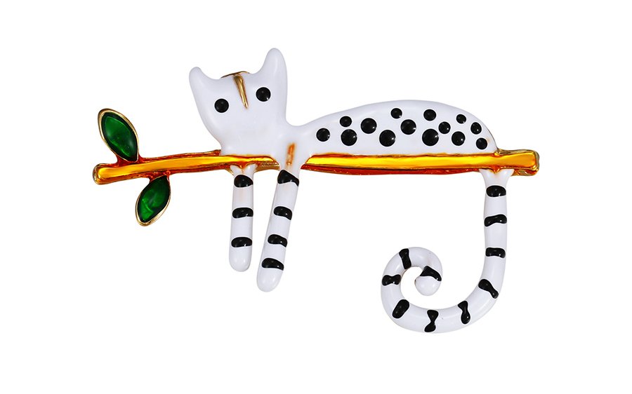 Brosh, macë dembele, i praruar në ar 18 karatësh, BXMD42