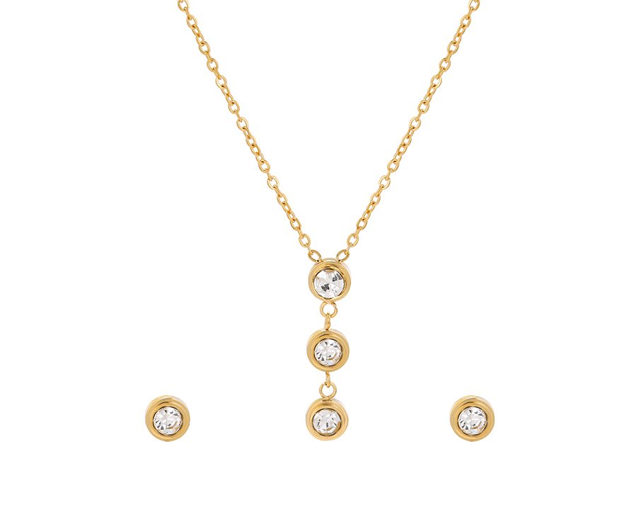 Set të praruara në ari 24 karatësh QVXA0 - qafore + vathë, artë