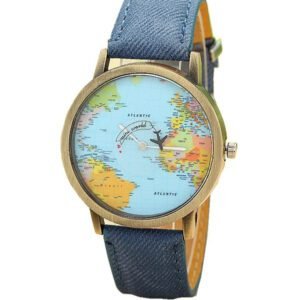 Orë dore  me hartë të botës, e kaltër 10156