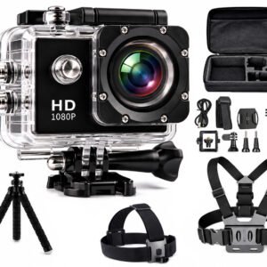 Set Kamerë sportive Ausek Action Full HD, 1080p, e zezë