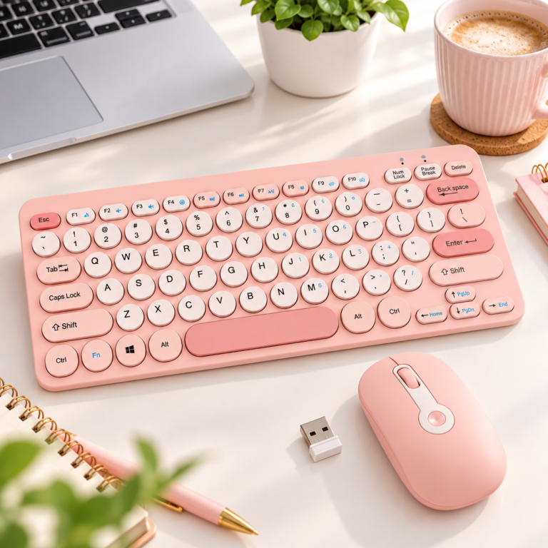 Set tastierë dhe miu Wireless 2.4G , Rozë